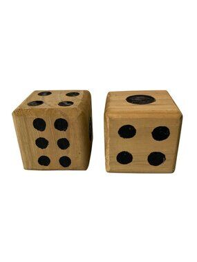 Vintage Folk Art Oversized Wooden Dice Set of 2